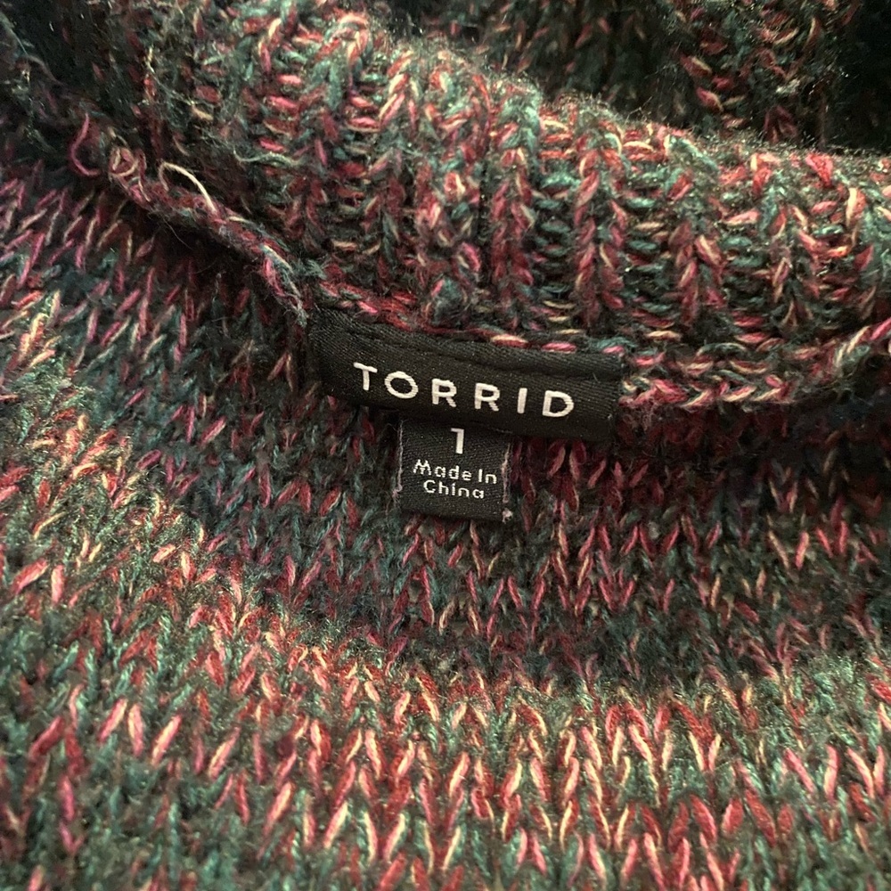 Torrid Multicolor Cardigan with Open Front and Shawl Collar - Picture 4 of 6